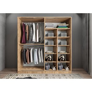 Trend Sürgülü Gardırop Çam&antrasit G.r.t_7_180 180 cm