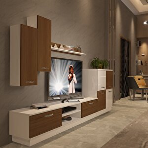 Eko 6b Mdf Dvd Tv Ünitesi Tv Sehpası - Beyaz Ceviz Beyaz - Ceviz