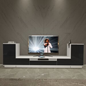 Trendstyle On2s Slm Tv Ünitesi Tv Sehpası - Beyaz Siyah Beyaz - Siyah