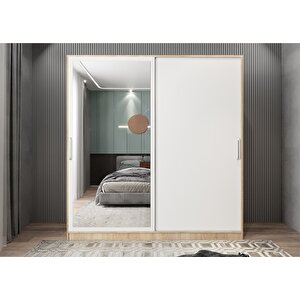 Trend Sürgülü Gardırop Meşe&beyaz G.r.t_9_140cm 140 cm
