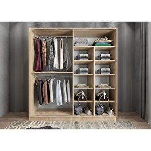 Trend Sürgülü Gardırop Meşe&beyaz G.r.t_9_140cm 140 cm