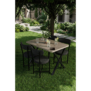 Mutfak Masası 4 Sandalyeli Set 110x70 Cm Modern Bahçe Cafe Masa Takımı 4 Kişilik Tedy 9883 Anstrasit