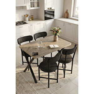 Mutfak Masası 4 Sandalyeli Set 110x70 Cm Modern Bahçe Cafe Masa Takımı 4 Kişilik Tedy 9883 Anstrasit