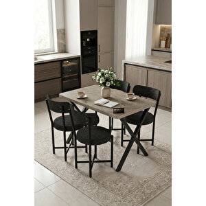 Mutfak Masası 4 Sandalyeli Set 110x70 Cm Modern Bahçe Cafe Masa Takımı 4 Kişilik Tedy 9883 Anstrasit