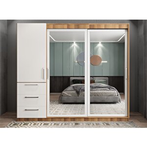Venüs Sürgü Kapaklı Gardırop Ceviz&beyaz G.r.v_8_165cm 165 cm