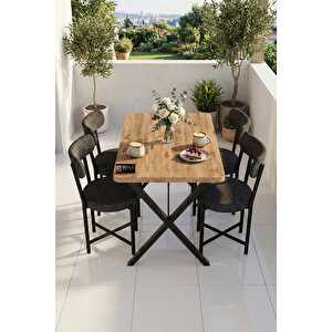 Mutfak Masası 4 Sandalyeli Set 110x70 Cm Modern Bahçe Cafe Masa Takımı 4 Kişilik Tedy 9881 Anstrasit