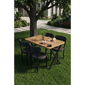 Mutfak Masası 4 Sandalyeli Set 110x70 Cm Modern Bahçe Cafe Masa Takımı 4 Kişilik Tedy 9881 Anstrasit