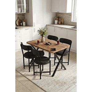 Mutfak Masası 4 Sandalyeli Set 110x70 Cm Modern Bahçe Cafe Masa Takımı 4 Kişilik Tedy 9881 Anstrasit