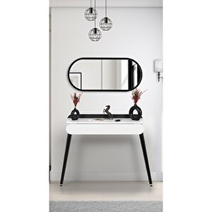 Flora Alize Siyah Dresuar / Aynalı Dresuar / Çekmeceli Dresuar /antre Dresuar / (90x32 Cm)