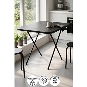 Mutfak Masası Katlanır Masa Yemek Masası Balkon Masası Gardenflex Masa 60x80 Cm Siyah