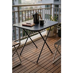 Mutfak Masası Katlanır Masa Yemek Masası Balkon Masası Gardenflex Masa 60x80 Cm Siyah