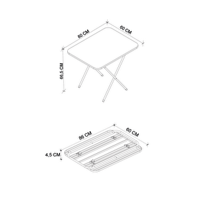 Mutfak Masası Katlanır Masa Yemek Masası Balkon Masası Gardenflex Masa 60x80 Cm Siyah