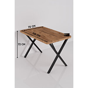 Mutfak Masası 110x70 Cm Modern Ahşap Görünümlü Yemek Masası Ofis Bahçe Balkon Cafe Masa 9830 Atlantk