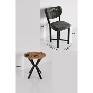 Mutfak Masası 70 Çap Yuvarlak Masa 2 Sandalyeli Modern Balkon Cafe Seti Elma 9844 Gri