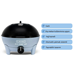 Cadac Citi Chef 40 Mavi Gazlı Barbekü - Taşınabilir Kamp Ve Piknik Mangalı, 40 Cm