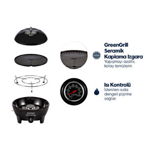 Cadac Citi Chef 40 Siyah Gazlı Barbekü - Taşınabilir Kamp Ve Piknik Mangalı, 40 Cm