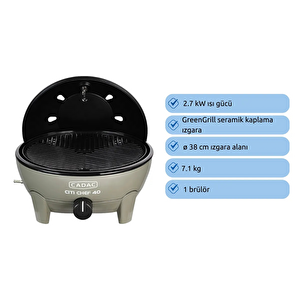 Cadac Citi Chef 40 Yeşil Gazlı Barbekü - Taşınabilir Kamp Ve Piknik Mangalı, 40 Cm