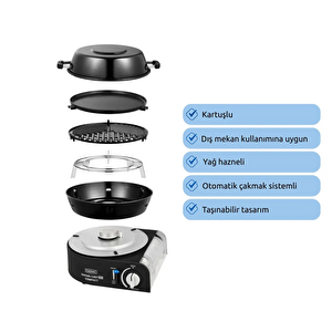 Cadac Safari Chef 30 Kompakt Kartuşlu Barbekü - 30 Cm Pişirme Yüzeyli, Portatif Outdoor Mangal