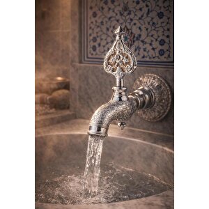 İşlemeli Perlatörlü Duvar Tipi Hamam Kurna Osmanlı Musluğu Krom