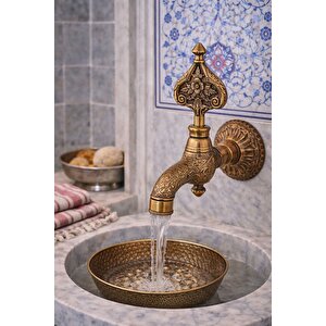 İşlemeli Perlatörlü Duvar Tipi Hamam Kurna Osmanlı Musluğu Antik