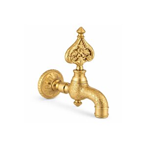 İşlemeli Perlatörlü Duvar Tipi Hamam Kurna Osmanlı Musluğu Altın Gold