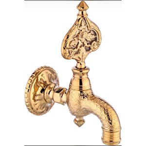 İşlemeli Perlatörlü Duvar Tipi Hamam Kurna Osmanlı Musluğu Altın Gold