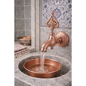 İşlemeli Perlatörlü Duvar Tipi Hamam Kurna Osmanlı Musluğu Rose Gold Bakır