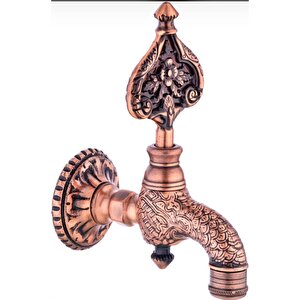 İşlemeli Perlatörlü Duvar Tipi Hamam Kurna Osmanlı Musluğu Rose Gold Bakır