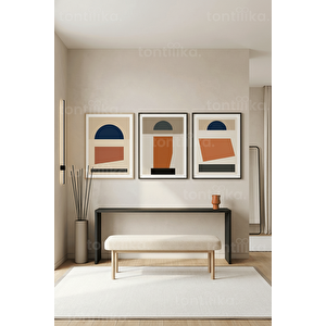 Modern Geometrik Soyut 3’lü Ahşap Çerçeveli Tablo Seti 50 x 70 cm