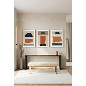 Modern Geometrik Soyut 3’lü Ahşap Çerçeveli Tablo Seti 50 x 70 cm