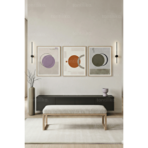 Modern Minimalist Geometrik 3’lü Ahşap Çerçeveli Tablo Seti 50 x 70 cm