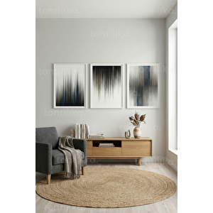 Modern Soyut Dikey Çizgiler 3’lü Ahşap Çerçeveli Tablo Seti 50 x 70 cm