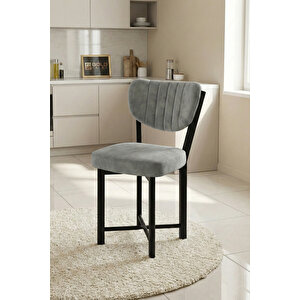 Sandalye 1 Adet Baby Face Kumaş Metal Modern Mutfak Sandalyesi Cafe Balkon Ofis Elma 9814 Gri