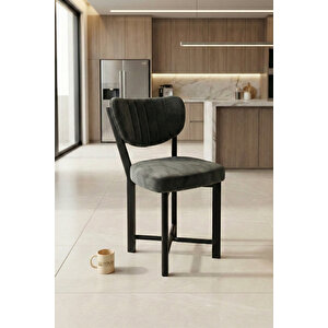Sandalye 1 Adet Baby Face Kumaş Metal Modern Mutfak Sandalyesi Cafe Balkon Ofis Elma 9814 Gri