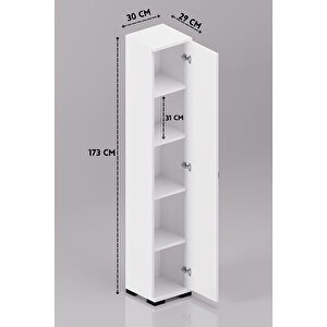 Mutfak Dolabı Çok Amaçlı Dar Kiler Dolap Raflı Kapaklı Organizer 5 Katlı 244 Beyaz