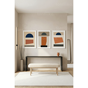 Modern Geometrik Soyut 3’lü Ahşap Çerçeveli Tablo Seti 21x30 cm