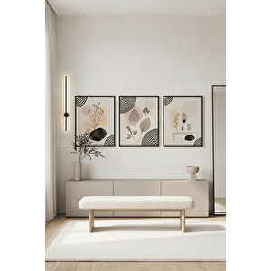 Modern Botanik Dinginlik 3’lü Ahşap Çerçeveli Tablo Seti 50 x 70 cm
