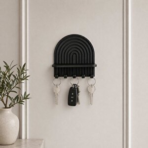 Fibrika Store Aura Arched Duvar Organizeri - Çok Amaçlı Anahtarlık Ve Raf, Si̇yah Siyah