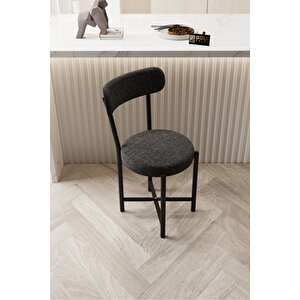 Sandalye 1 Adet Keten Kumaş Metal Ayak Modern Mutfak Sandalyesi Cafe Balkon Ofis Teddy 9817 Anstrast