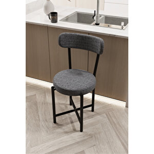 Sandalye 1 Adet Keten Kumaş Metal Ayak Modern Mutfak Sandalyesi Cafe Balkon Ofis Teddy 9817 Anstrast