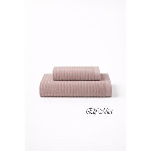 2 Parça Banyo Havlusu Seti Pamuklu Şeyma 70x140 + 50x85 Cm Mürdüm
