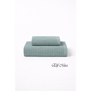 2 Parça Banyo Havlusu Seti Pamuklu Şeyma 70x140 + 50x85 Cm Koyu Yeşil
