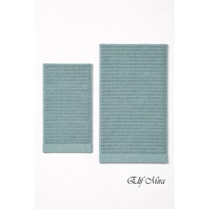 2 Parça Banyo Havlusu Seti Pamuklu Şeyma 70x140 + 50x85 Cm Koyu Yeşil