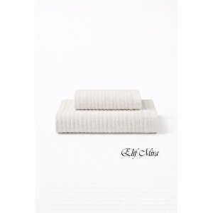 2 Parça Banyo Havlusu Seti Pamuklu Şeyma 70x140 + 50x85 Cm Krem