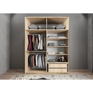 Süper 4 Kapaklı Yüklüklü Gardırop Meşe G.d.s._1_140cm 140 cm