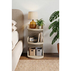 Komodin Modern Ahşap 3 Katlı Raflı Yan Sehpa Çok Amaçlı Organizer Kitaplık