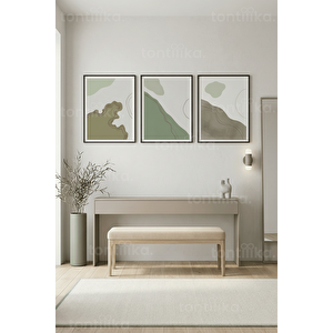 Organik Soyut Peyzaj 3’lü Ahşap Çerçeveli Tablo Seti 21x30 cm
