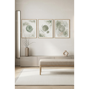 Modern Doğal Dinginlik 3’lü Ahşap Çerçeveli Tablo Seti 30x42 cm