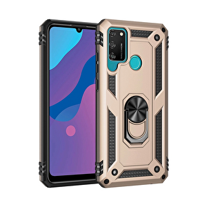 Evimdeyokyok Huawei Y6p Kılıf Sofya Yüzüklü Silikon Kapak - Gold