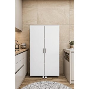 160cm 2 Kapaklı İç Raflı Çok Amaçlı Erzak Mutfak Dolabı / Haus1023